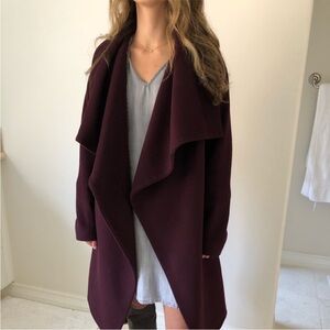 Diane Von Furstenberg DVF Burgundy drape wrap belted coat
